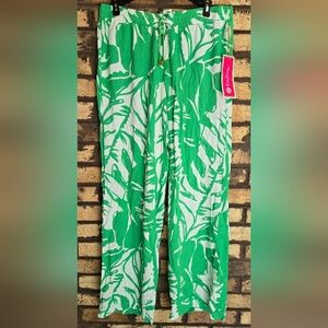 Lmtd Edit Lily Pulitzer Boom Boom Tropical Pallazzo Green and White Flowy Pants